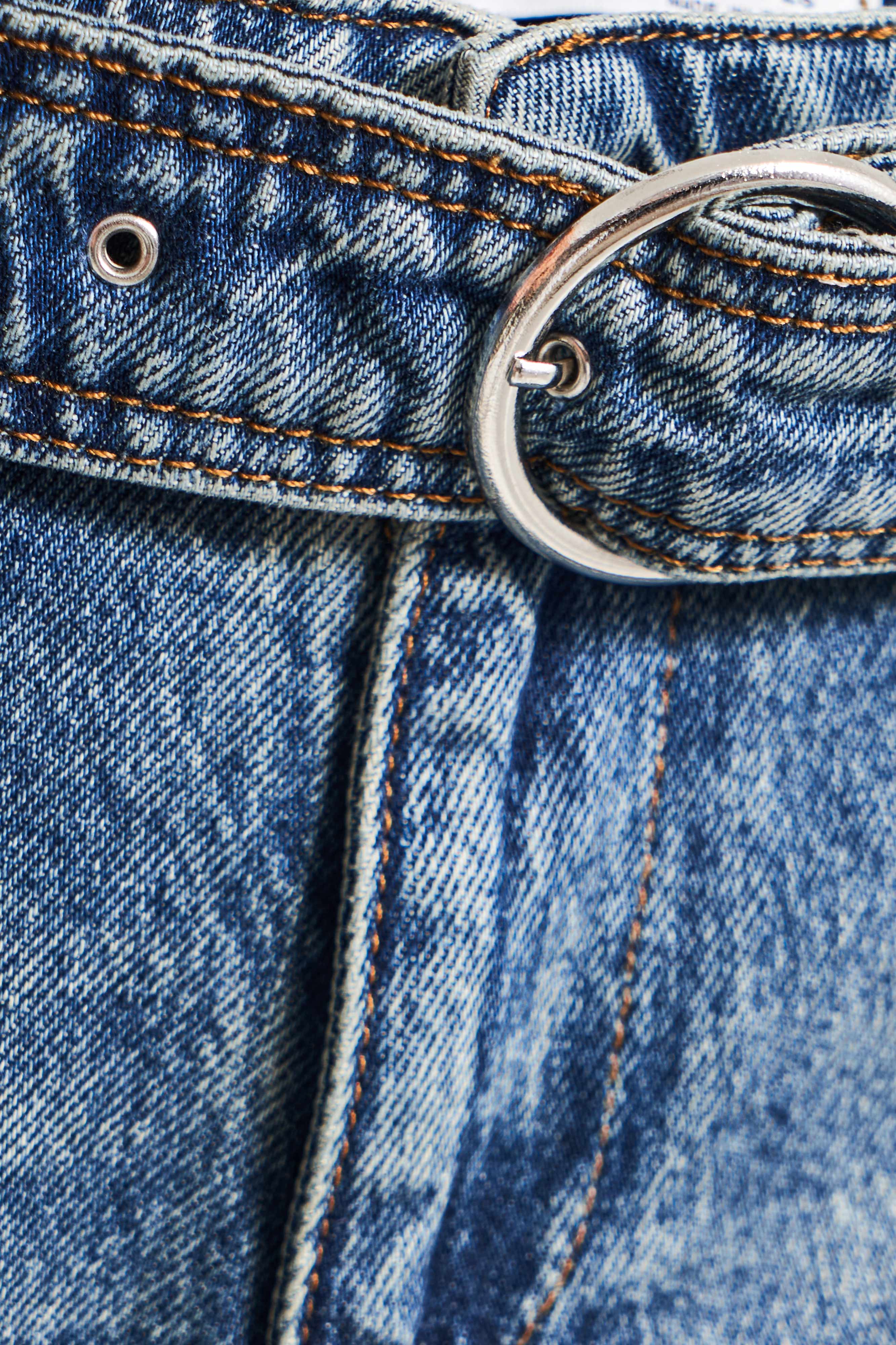 Kadın T.Kot Rengi 4w5-32 Flare Fit Midrise Orta Bel Viskon Kumaş Kemer Detaylı Özel Tasarım Denim Jean