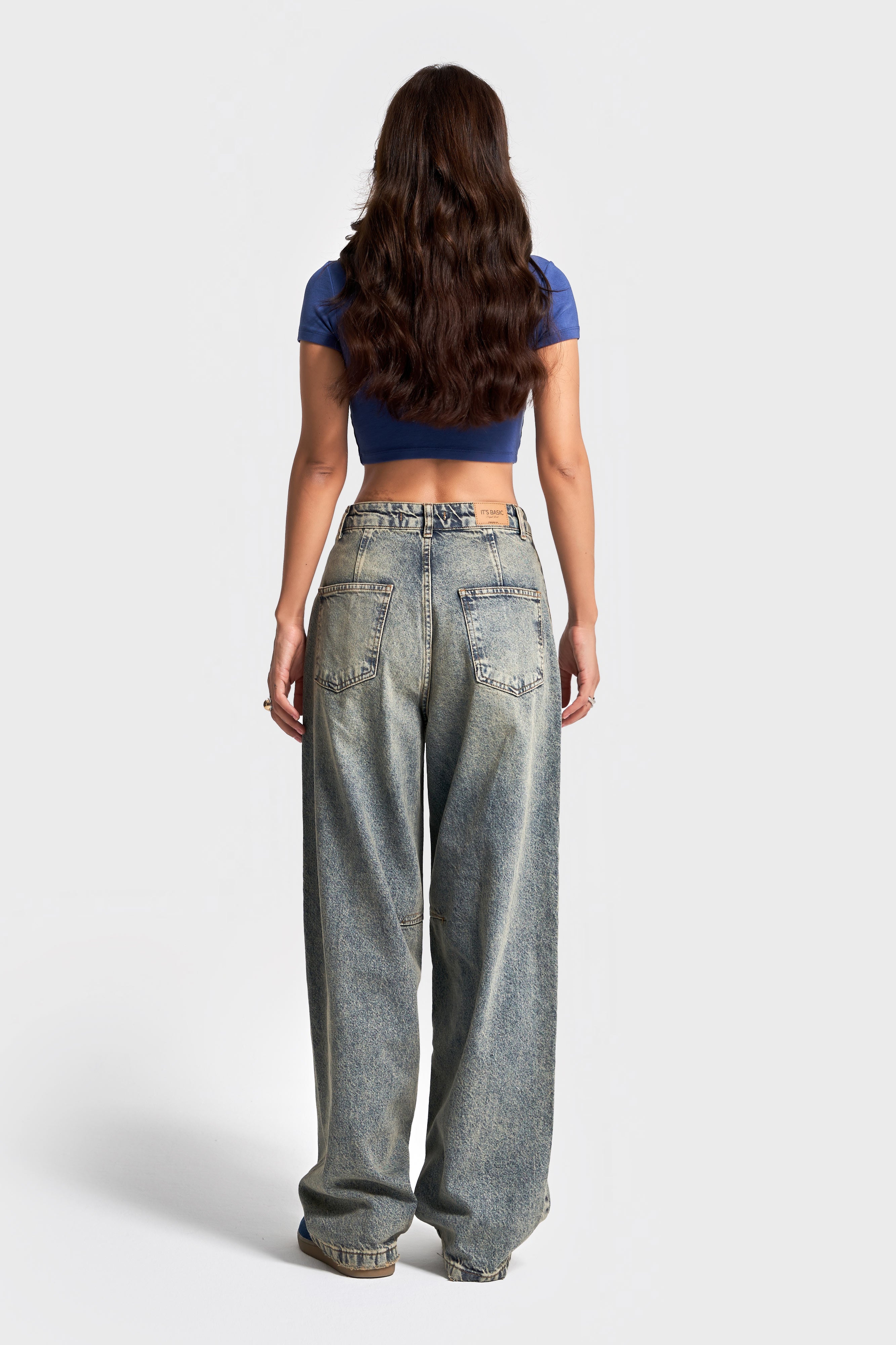 Kadın T.Kot Rengi 4w5-85 Barrel Fit Cep Detaylı %100 Koton Tasarım Denim Jean