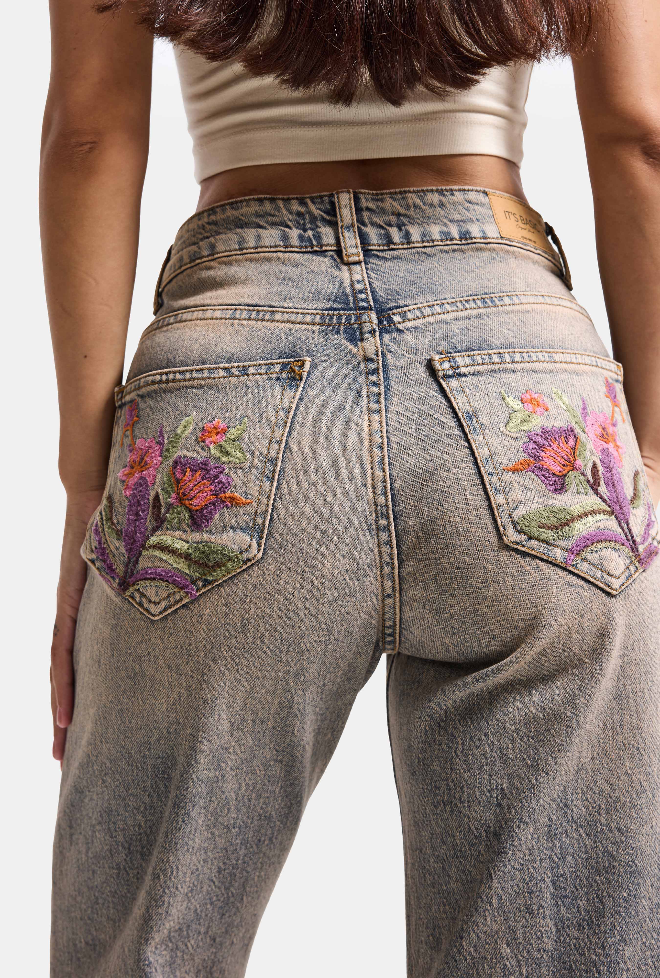 Kadın T.Kot Rengi 4w6-85 Flare Fit Nakış Tasarım Denim Jean