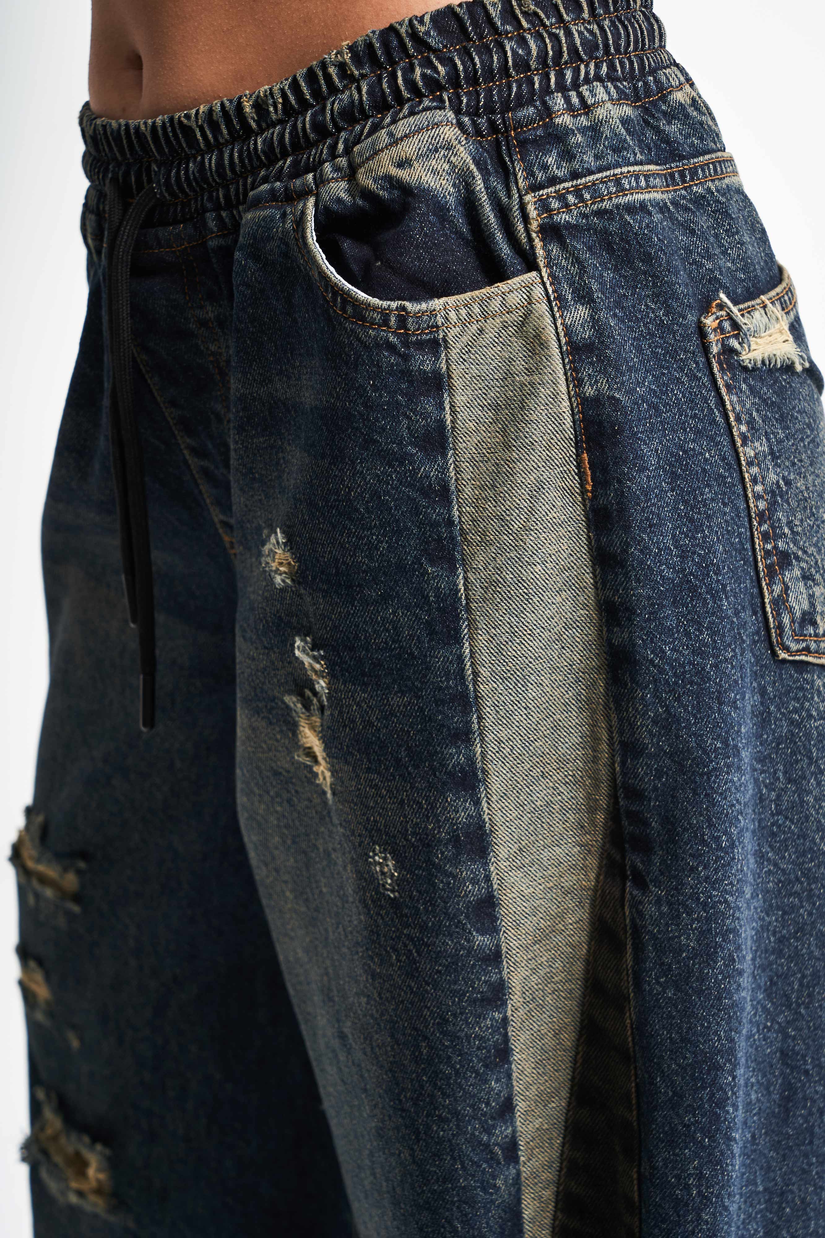 Women's T.Jeans Color Waist Elastic Side Detailed Palazzo Fit Design Denim