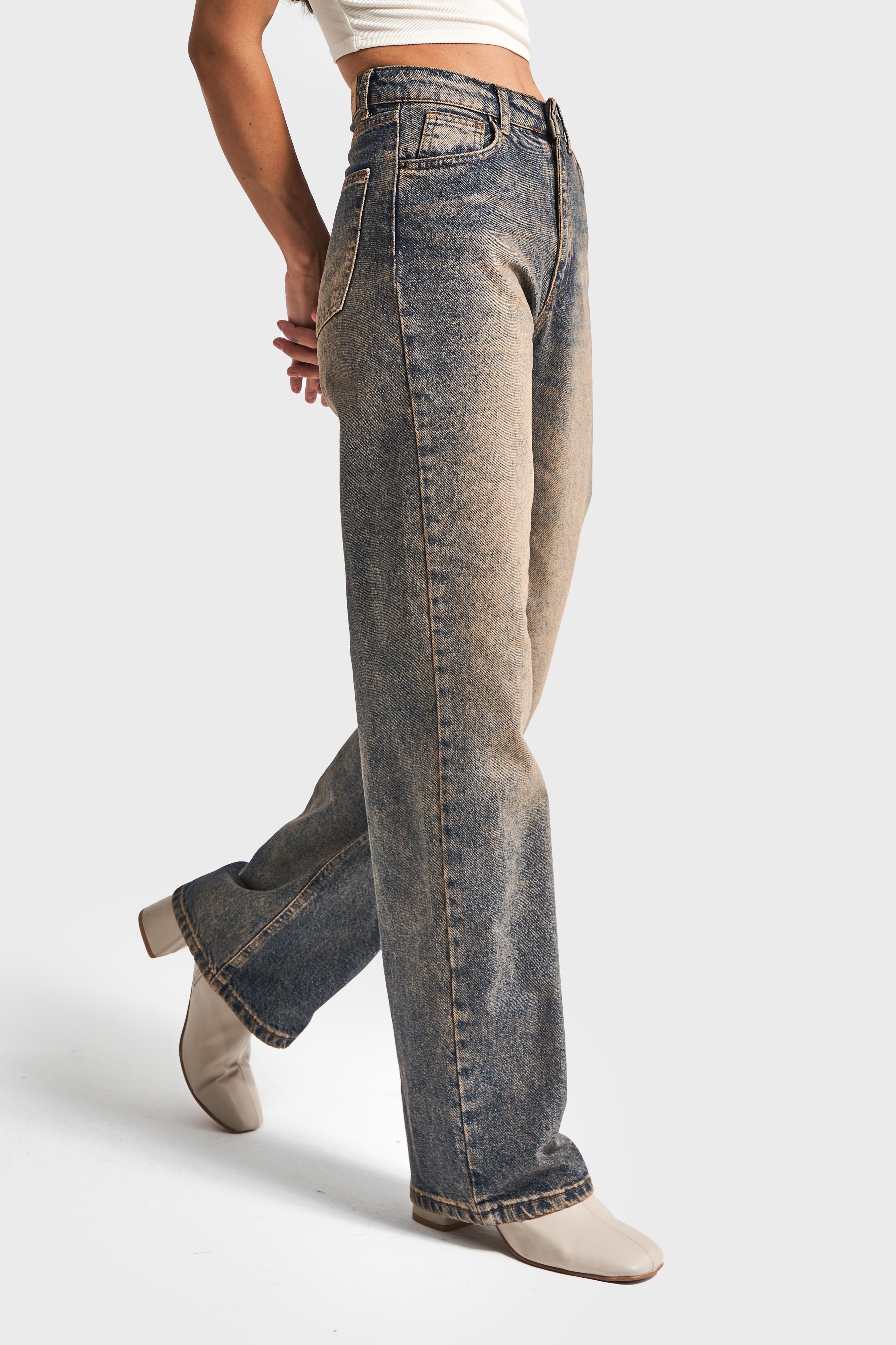 Kadın T.Kot Rengi Doris 35w5-85 Straight Fit Yüksek Bel %100 Koton Denim Jean