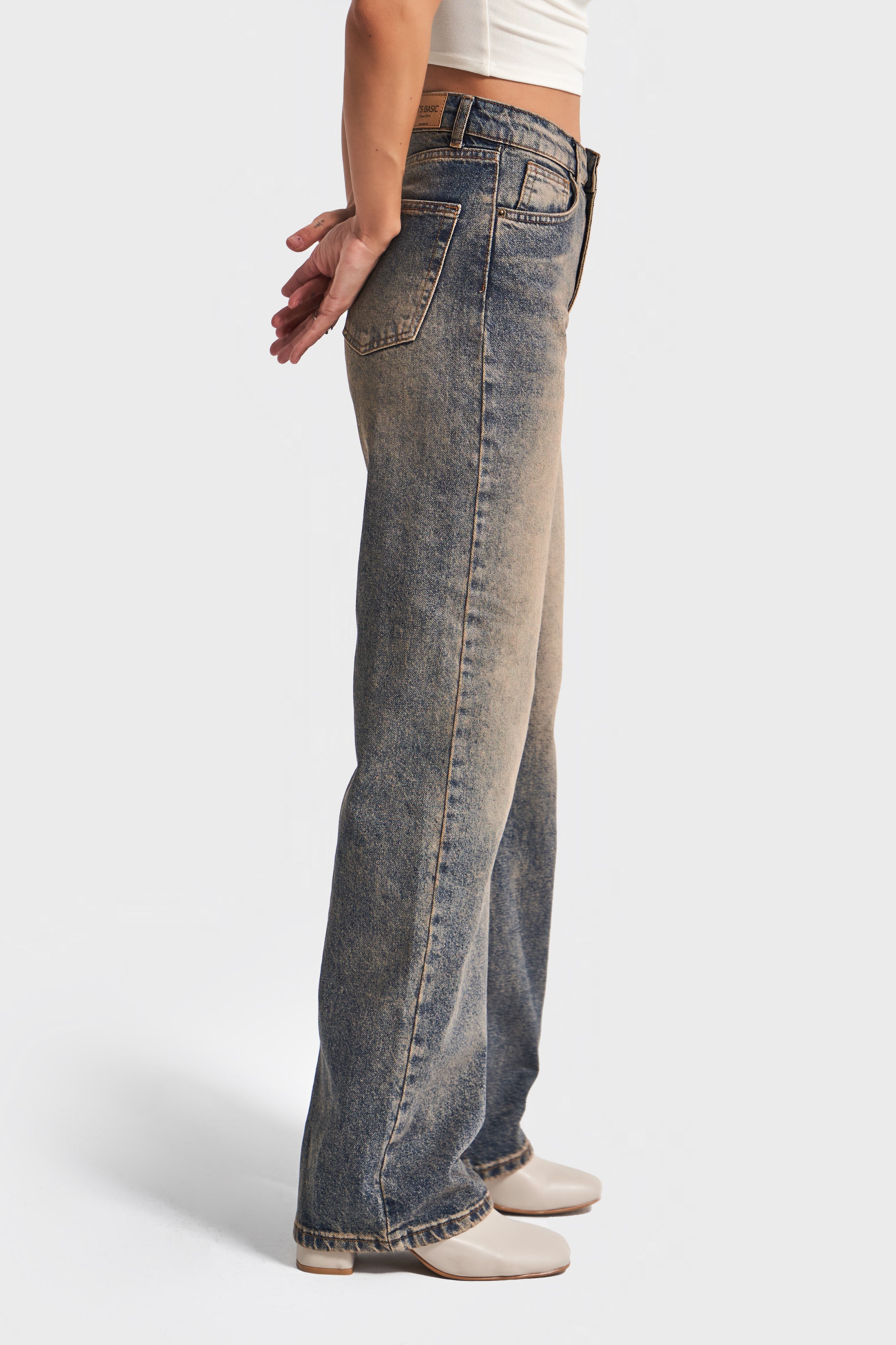 Kadın T.Kot Rengi Doris 35w5-85 Straight Fit Yüksek Bel %100 Koton Denim Jean