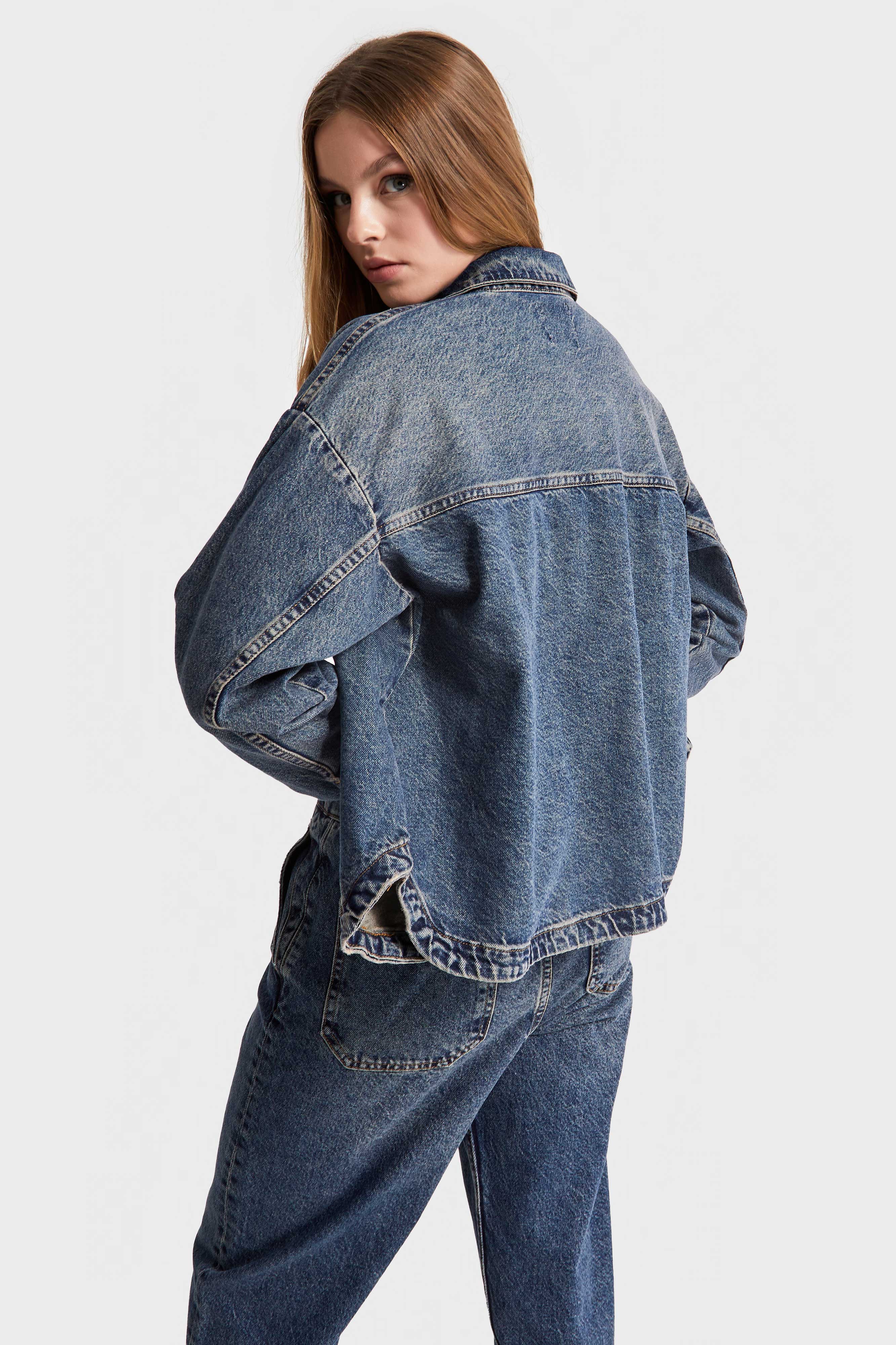 Women's T.Jeans Color Oversize Denim Jacket with Pockets