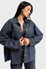 Kadın T.Kot Rengi T-1w5-7 Oversize Parlak Taşlı Özel Tasarım Denim Ceket