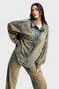 Women's T.Kot Color T-4w5-11 Oversized Shiny Rhinestone Special Design Denim Jacket Shirt