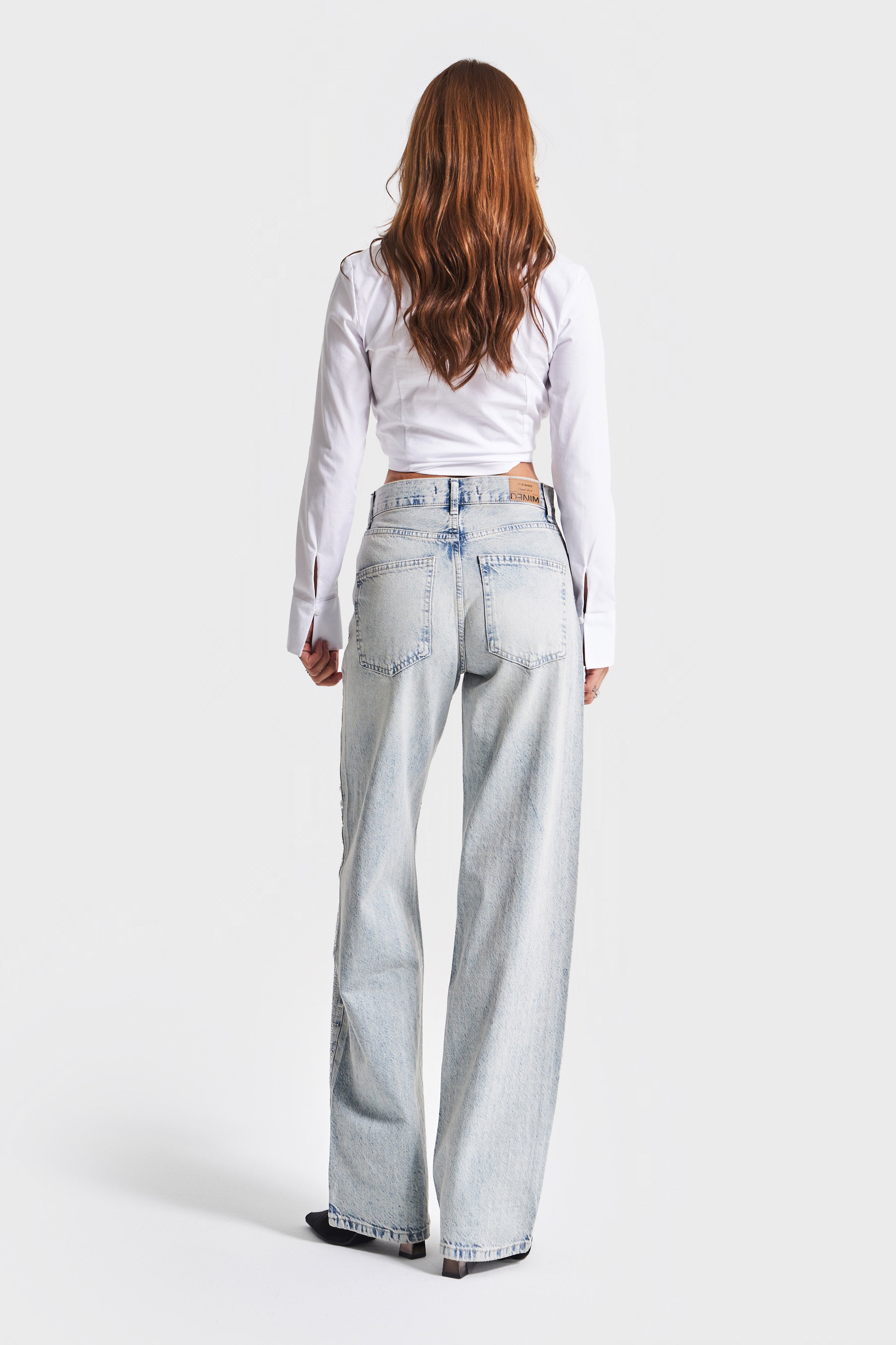 Women's T.Jeans Color T2-4S5-30 Loose Fit Shiny Square Stone 100% Cotton Design Denim Jeans