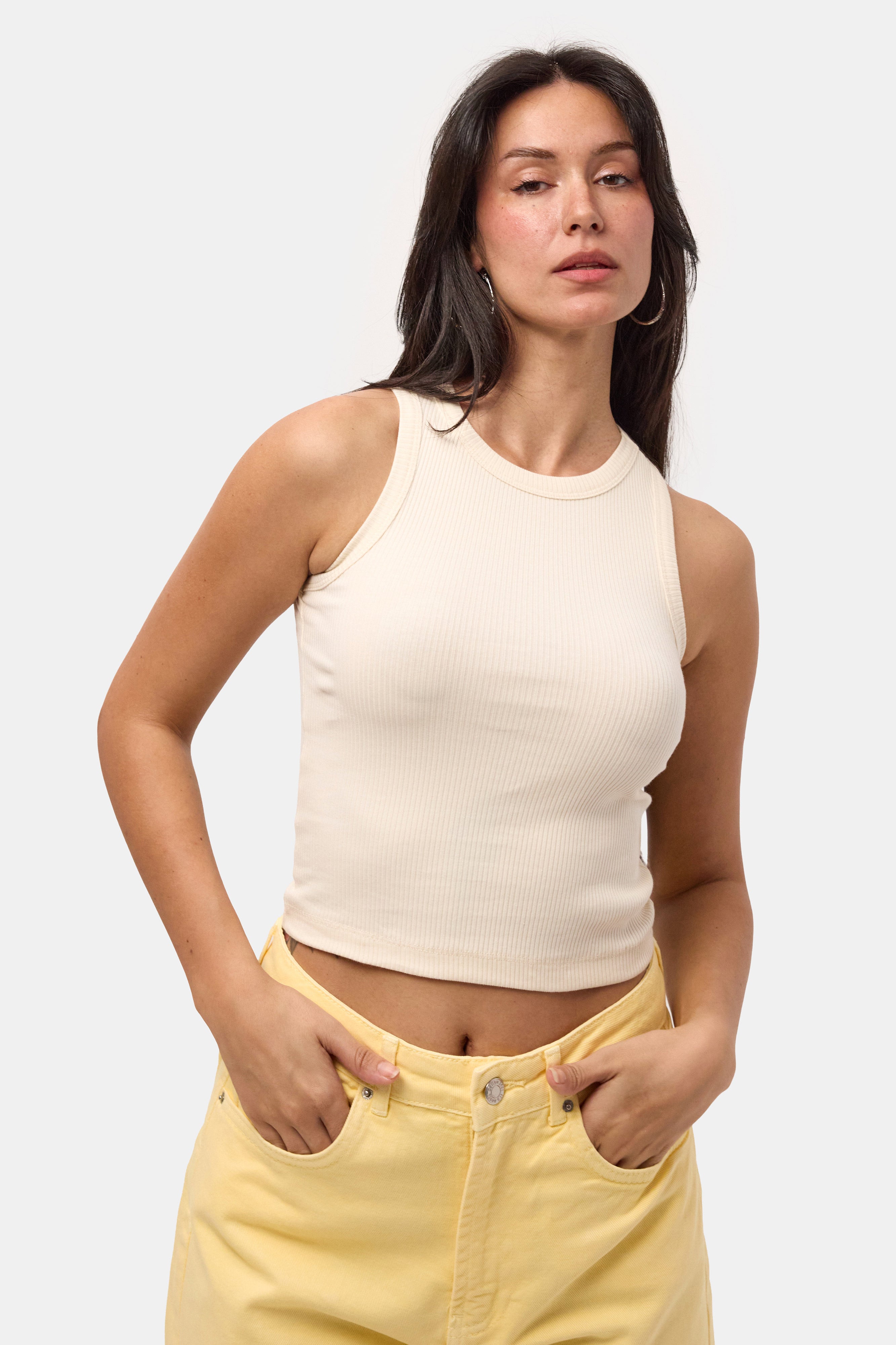 Kadın Taş s6-57 Sıfır Kol Esnek Kumaş Crop Top