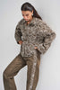 Women's Stone Washed Khaki 1w5-15 Oversize Embroidered Detail Custom Design Denim Jacket Shirt
