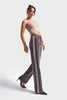 Women's Stonewashed Dark Denim 4w5-143 Loose Fit Striped Detail Custom Design Denim Jeans