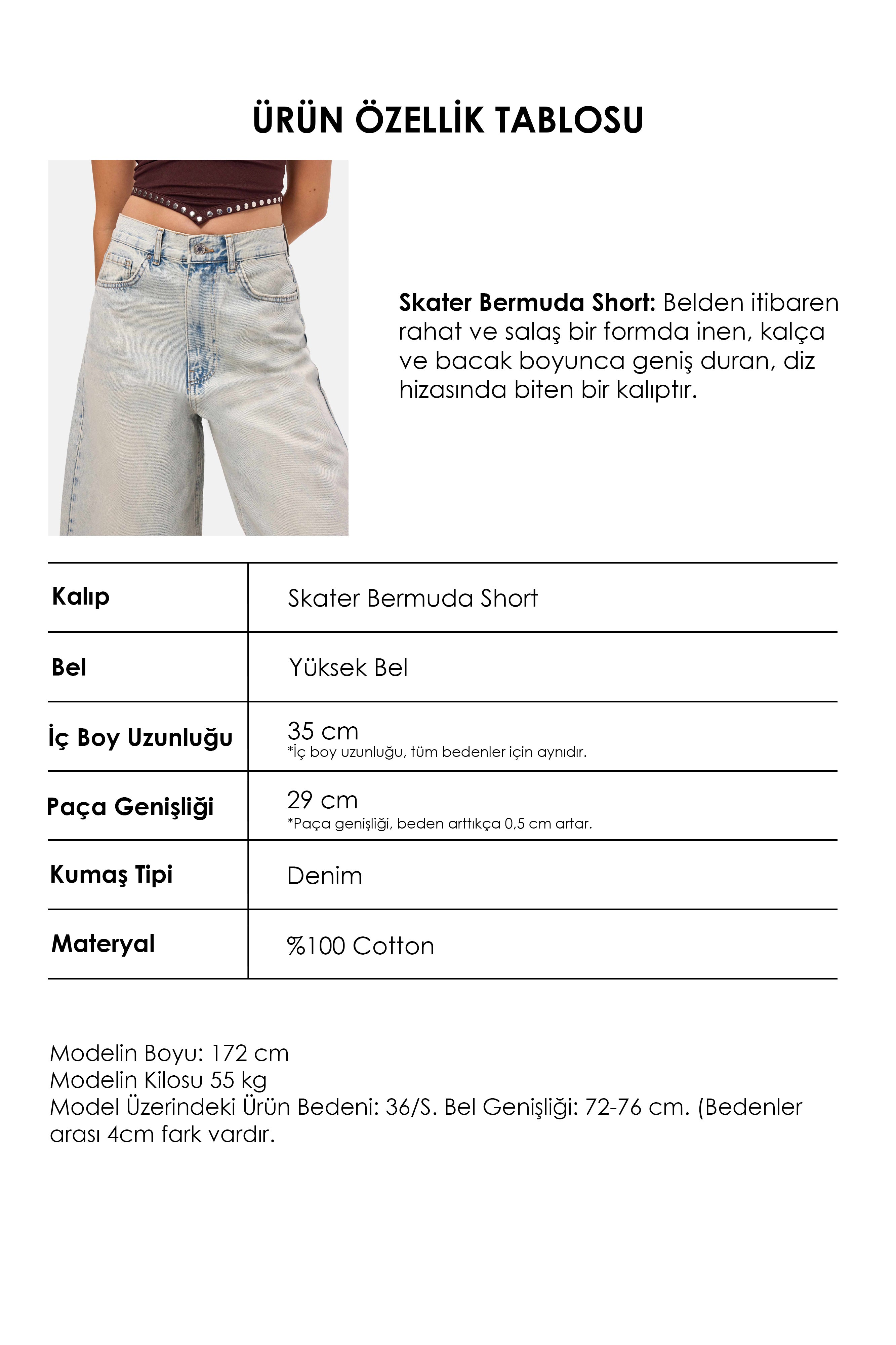 Kadın Tint 4s6-67 Rahat Kesim Denim Bermuda Şort