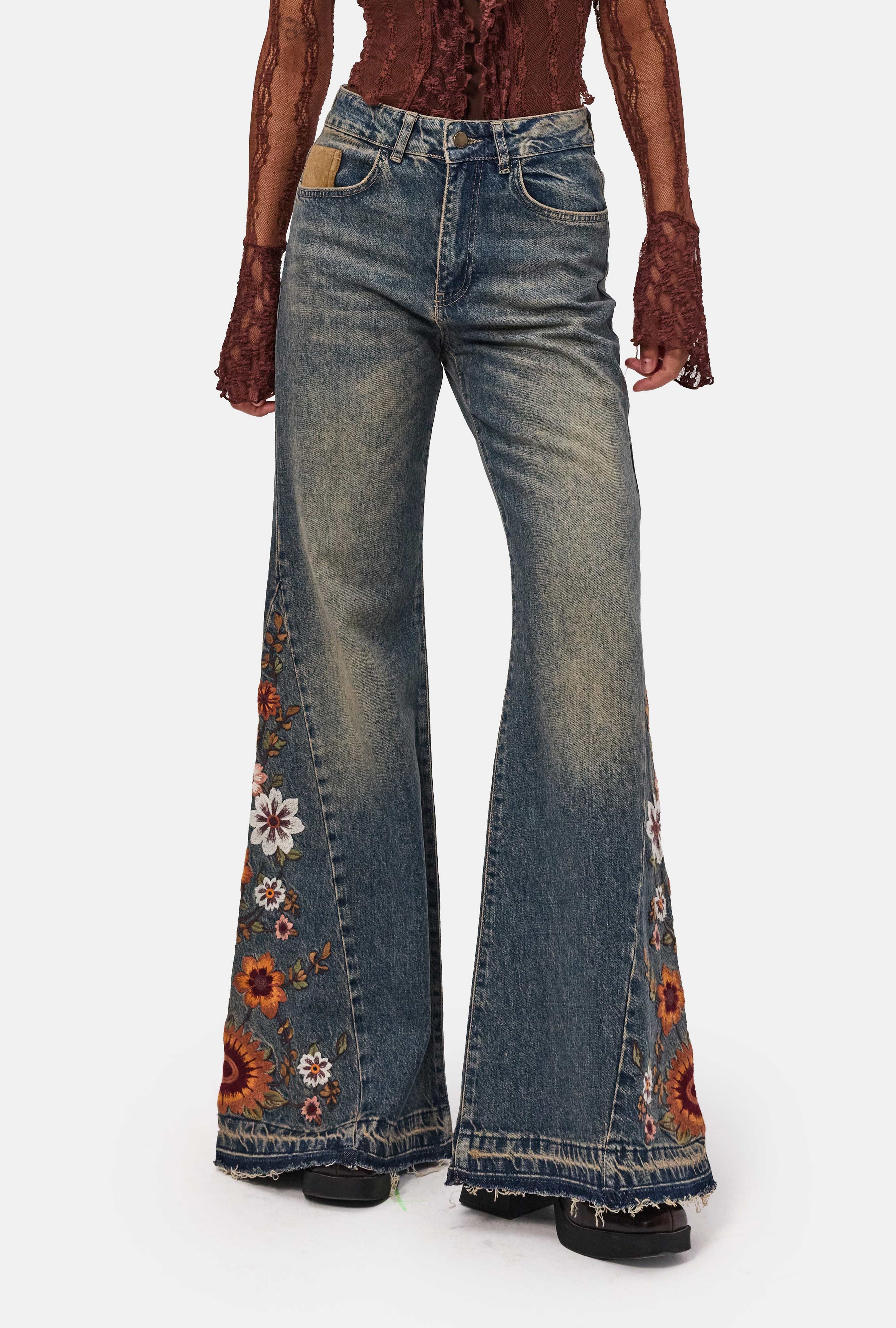 Kadın Tint 4w6-8 Flare Fit Komfort Kumaş Nakış Tasarım Denim Jean