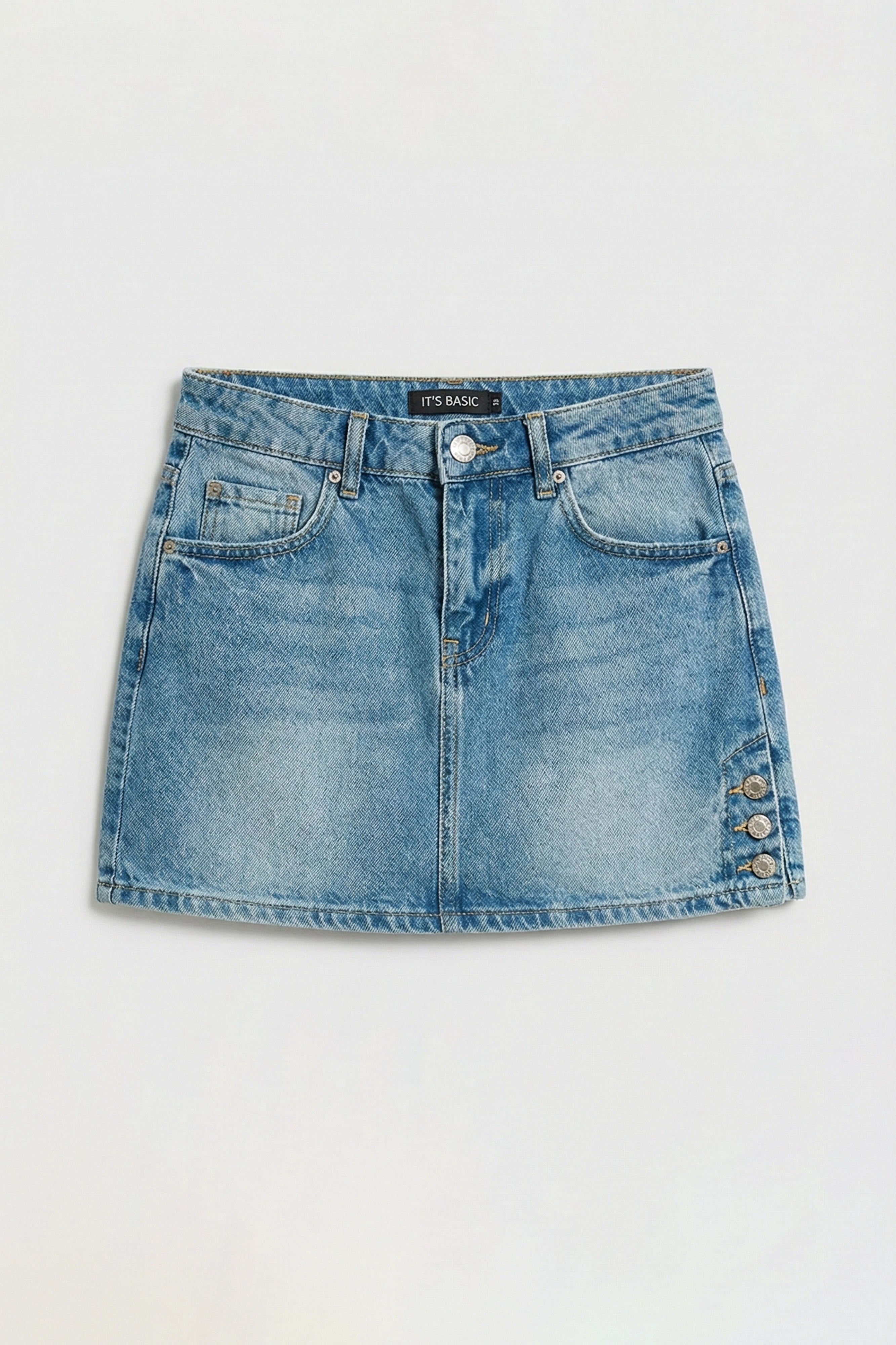 Women's Tint Jeans Color 2s6-3 Mini Size Side Buttoned Denim Skirt