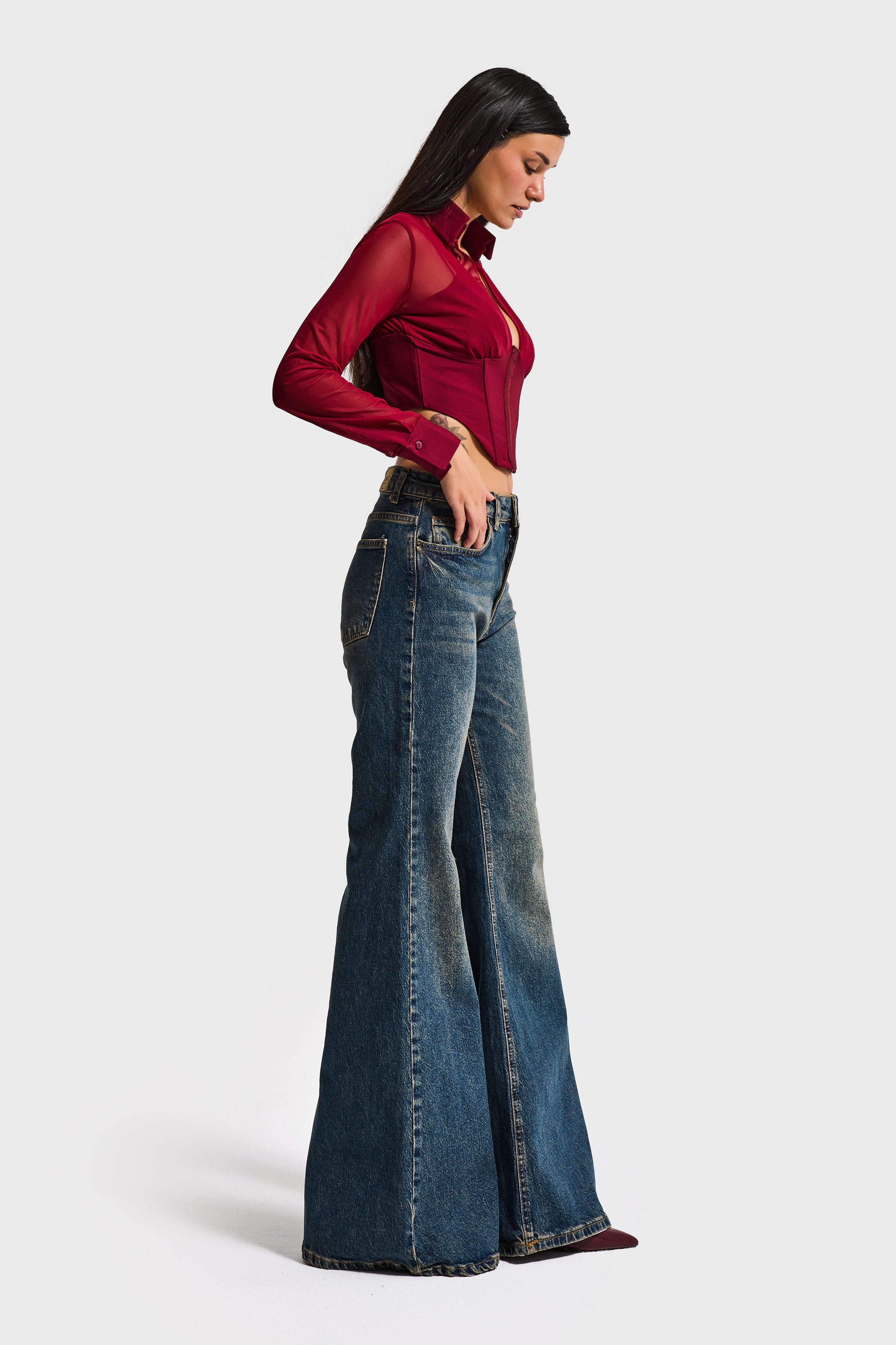 Kadın Tint Kot Rengi 2w5-8 Flare Fit Komfort Kumaş İç Boy 83cm Denim Jean