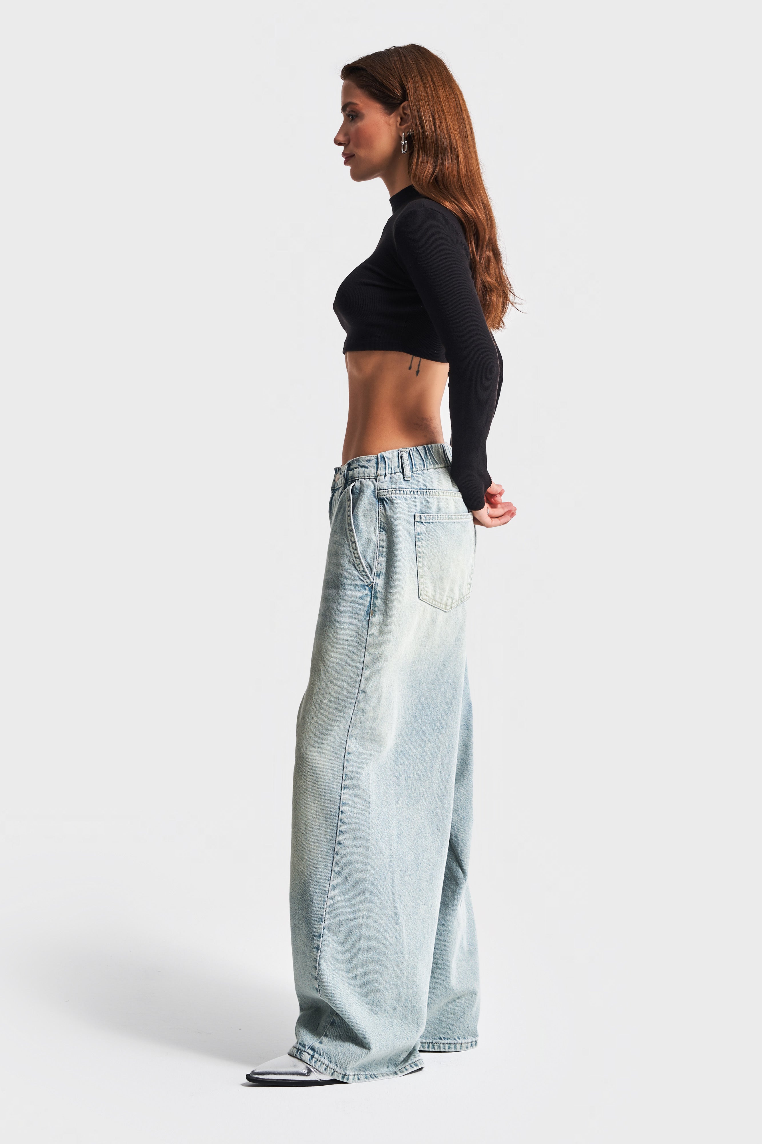 Women's Tint Jeans Color Skater Balloon Fit Mid Waist Denim