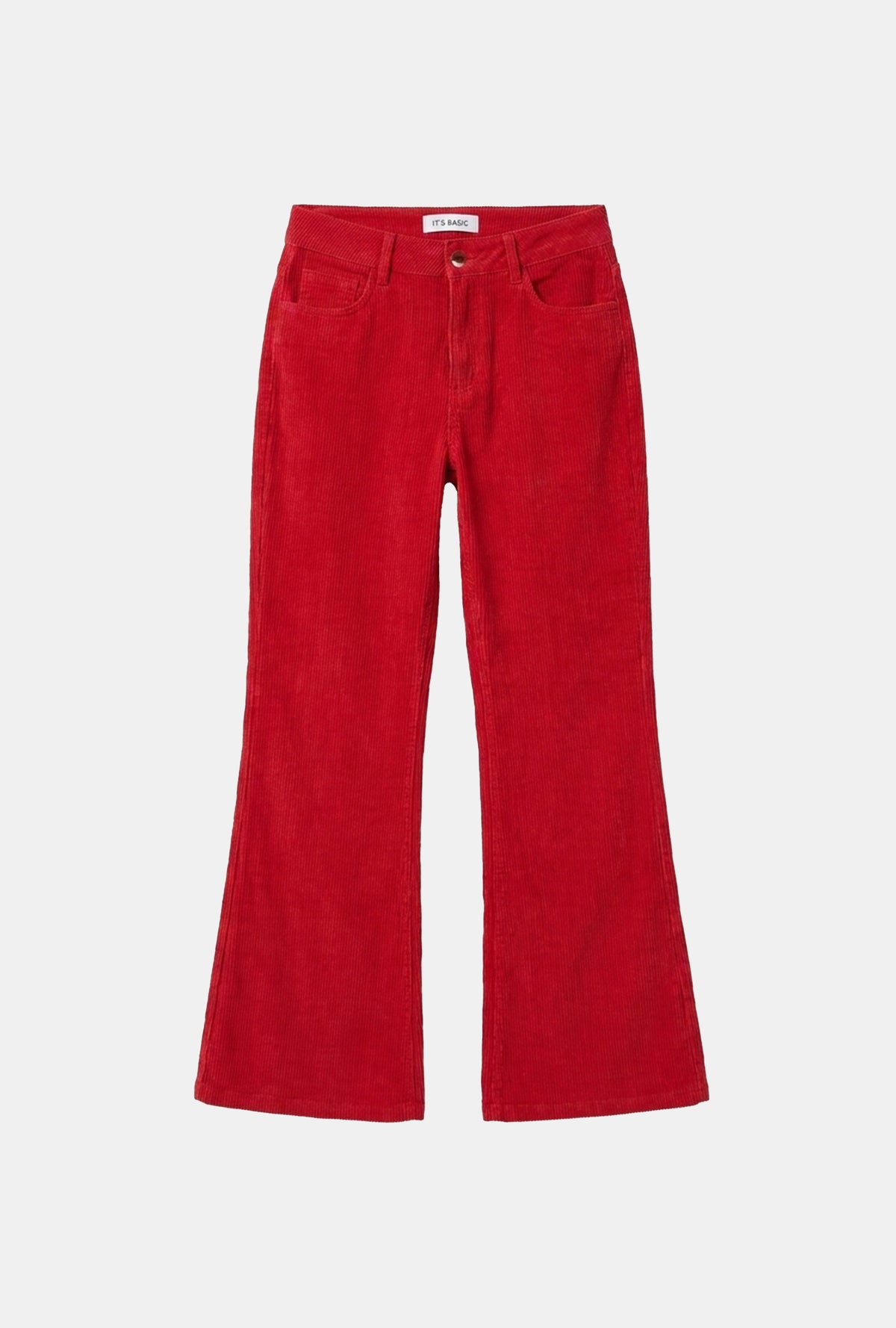 Kadın Kırmızı Flare Fit Velvet Kadife Kumaş Pantolon