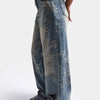 Kadın Mavi Baggy Fit T12T Özel Desenli Kumaş Parlak Taşlı Tasarım Denim Jean
