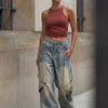 Kadın Kot Rengi Baggy Fit T13T Özel Tasarım Denim Jean