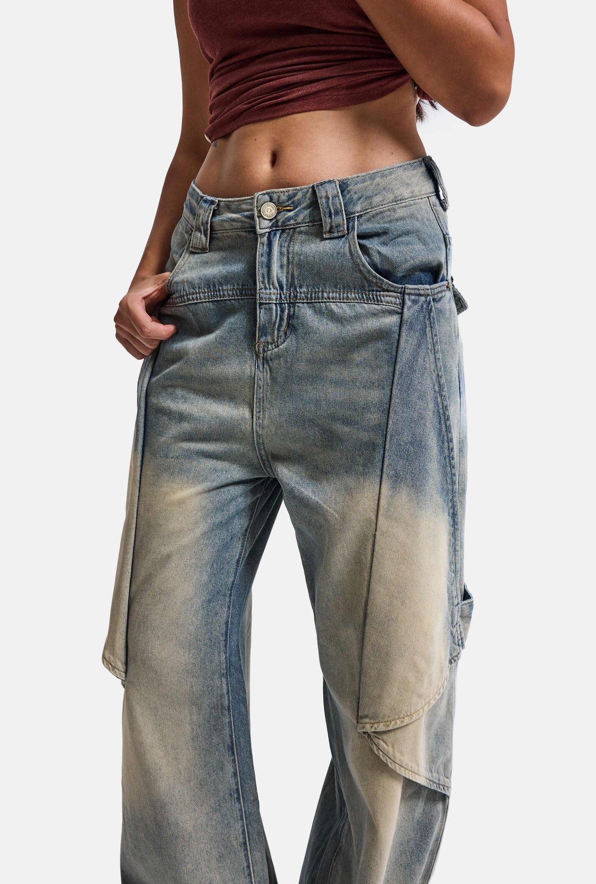 Kadın Kot Rengi Baggy Fit T13T Özel Tasarım Denim Jean