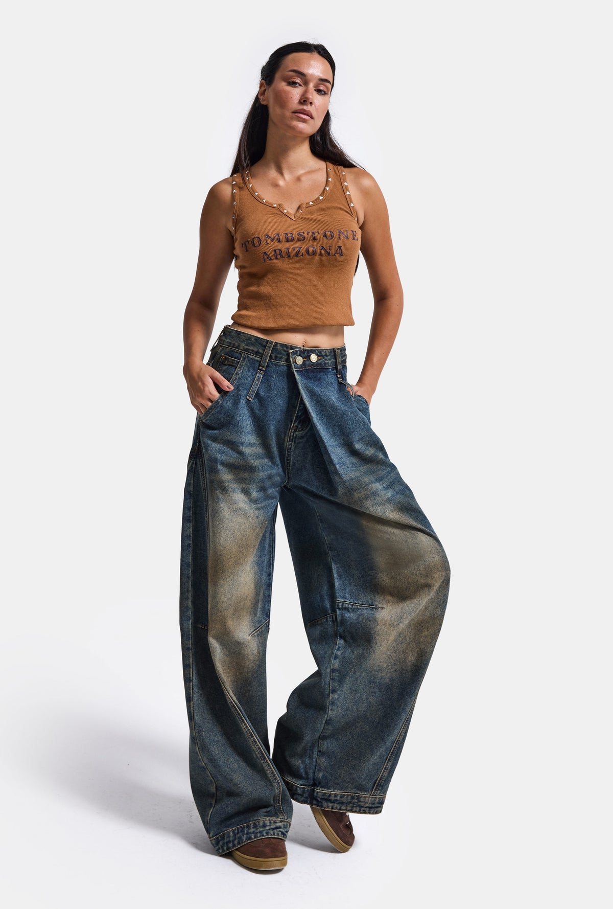 Kadın T.Kot Rengi Palazzo Baggy Fit T17T Özel Tasarım Denim Jean