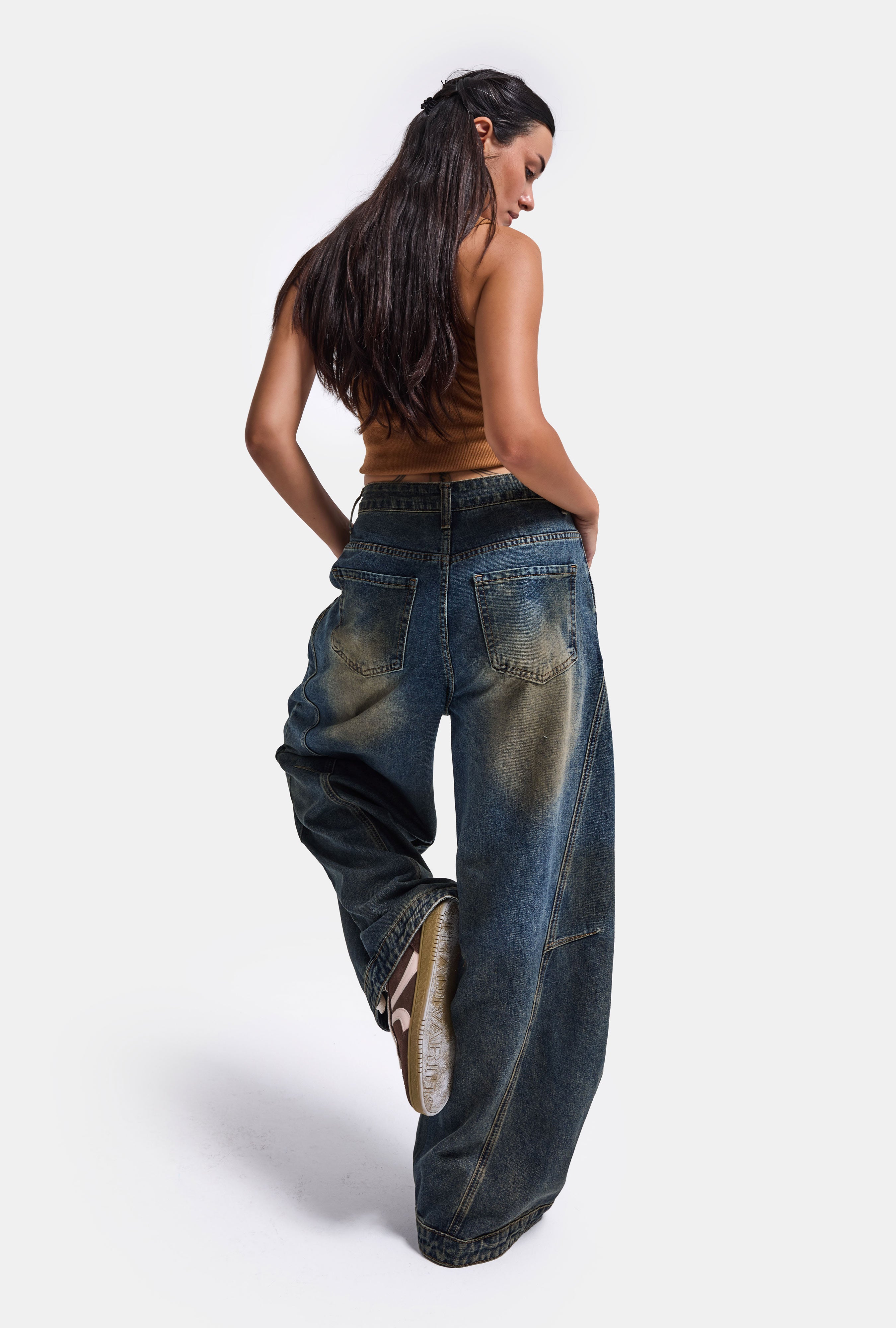 Kadın T.Kot Rengi Palazzo Baggy Fit T17T Özel Tasarım Denim Jean