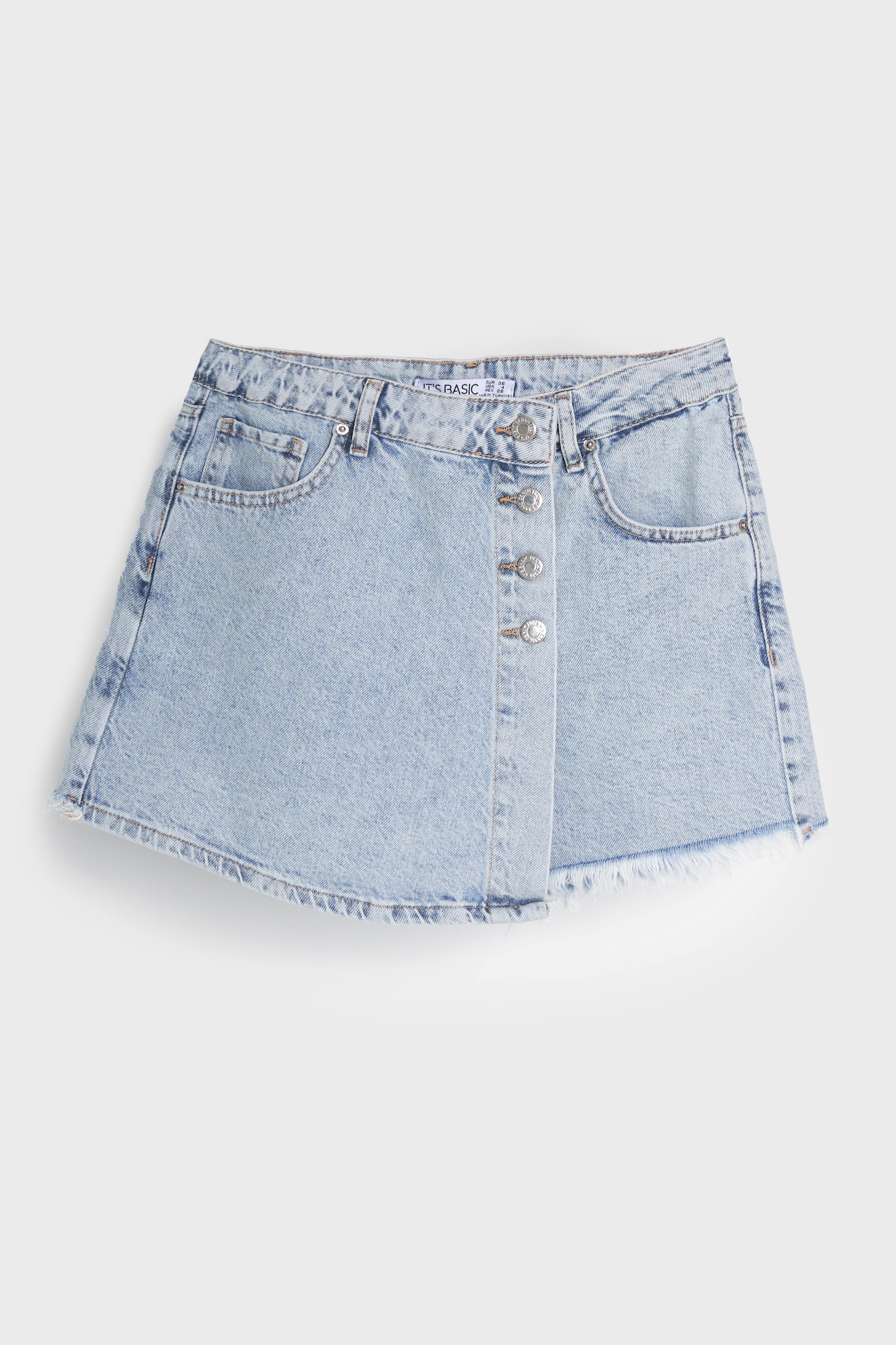 Voorkant geknoopte Snow Denim Kleur Dames Jean Shorts Rok