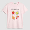 Kadın Pembe Meyve Baskılı Bol Kesim Tasarım T-Shirt