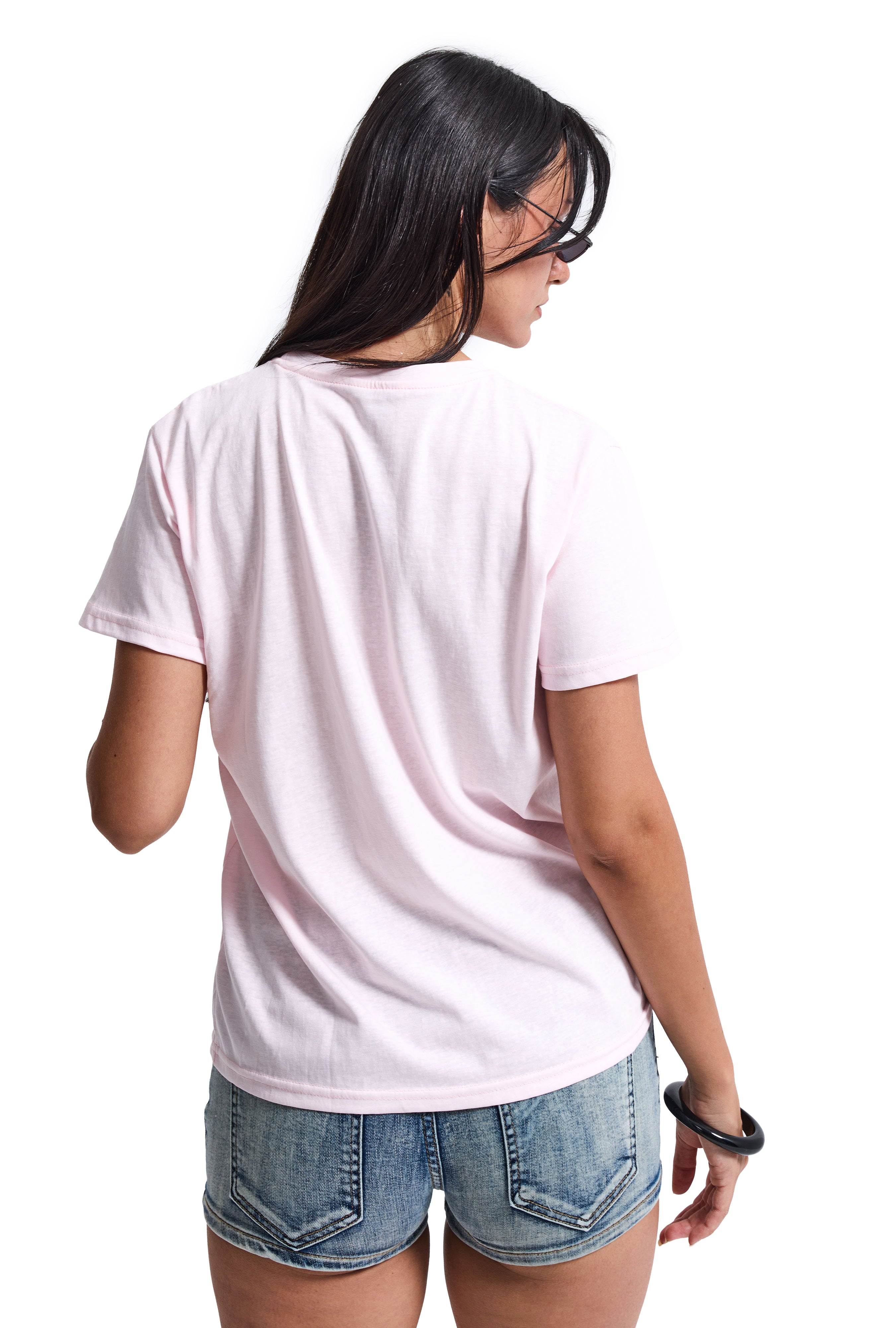 Kadın Pembe Meyve Baskılı Bol Kesim Tasarım T-Shirt