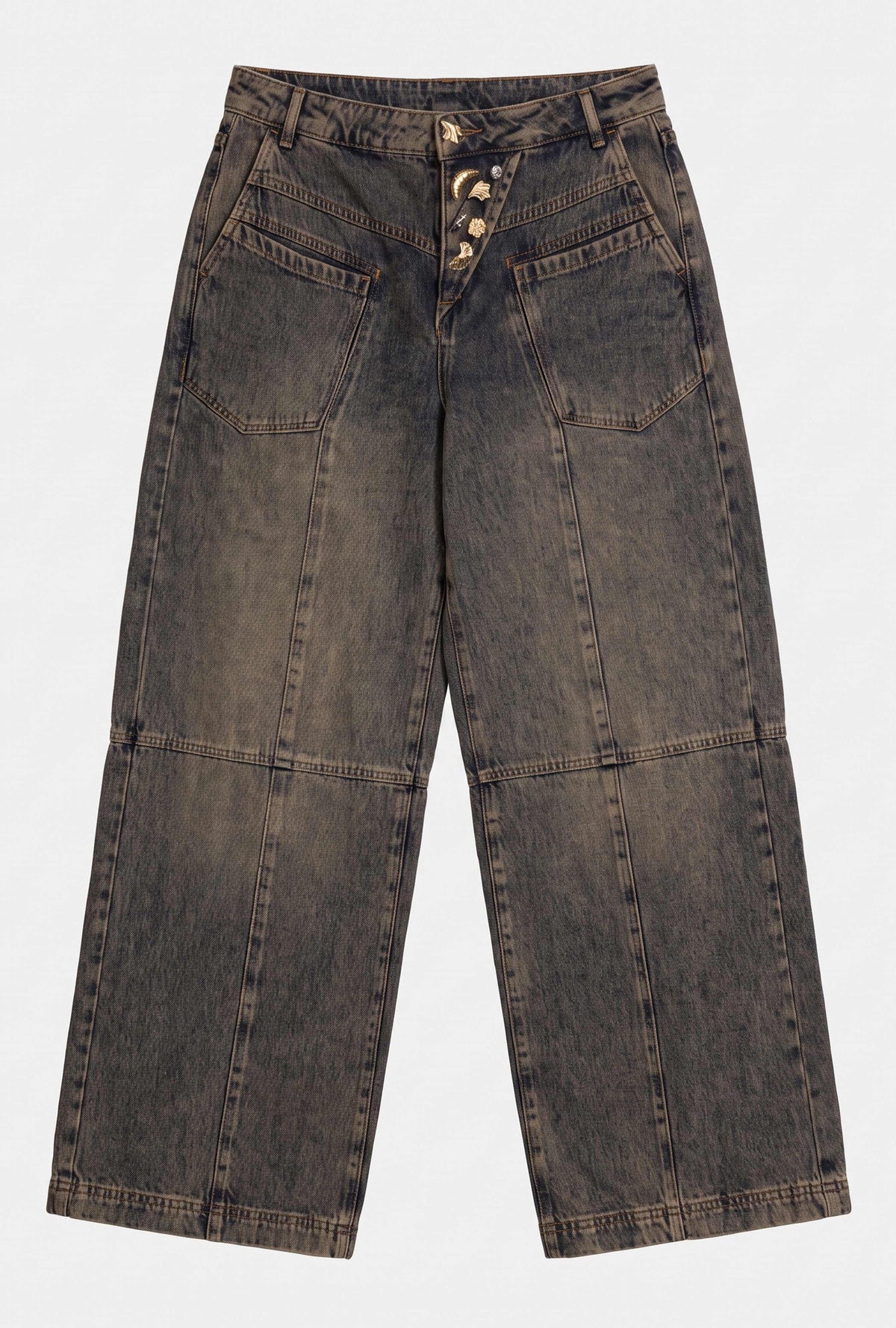 Kadın Koyu Kot 4w6-85 Mega Baggy Aksesuar Detaylı Tasarım Denim Jean