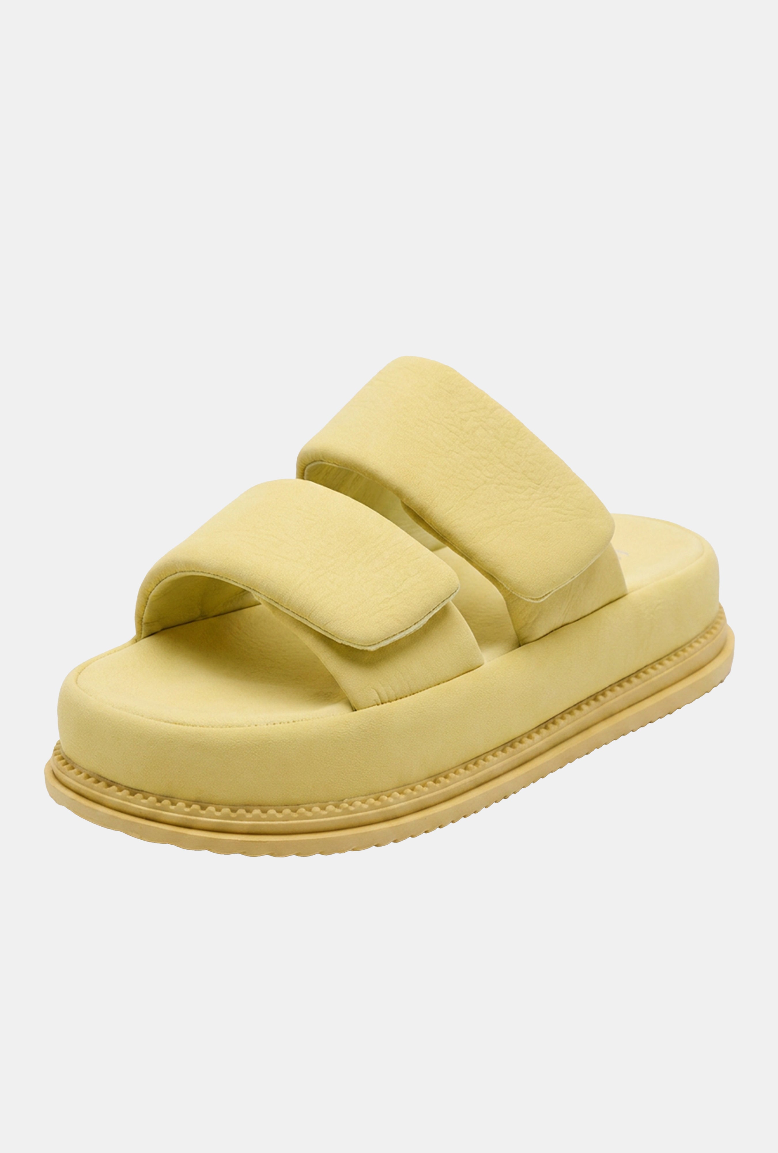 Kadın Sarı Mikrofiber Deri İthal Özel Tasarım Yüksek Taban Sandalet Terlik