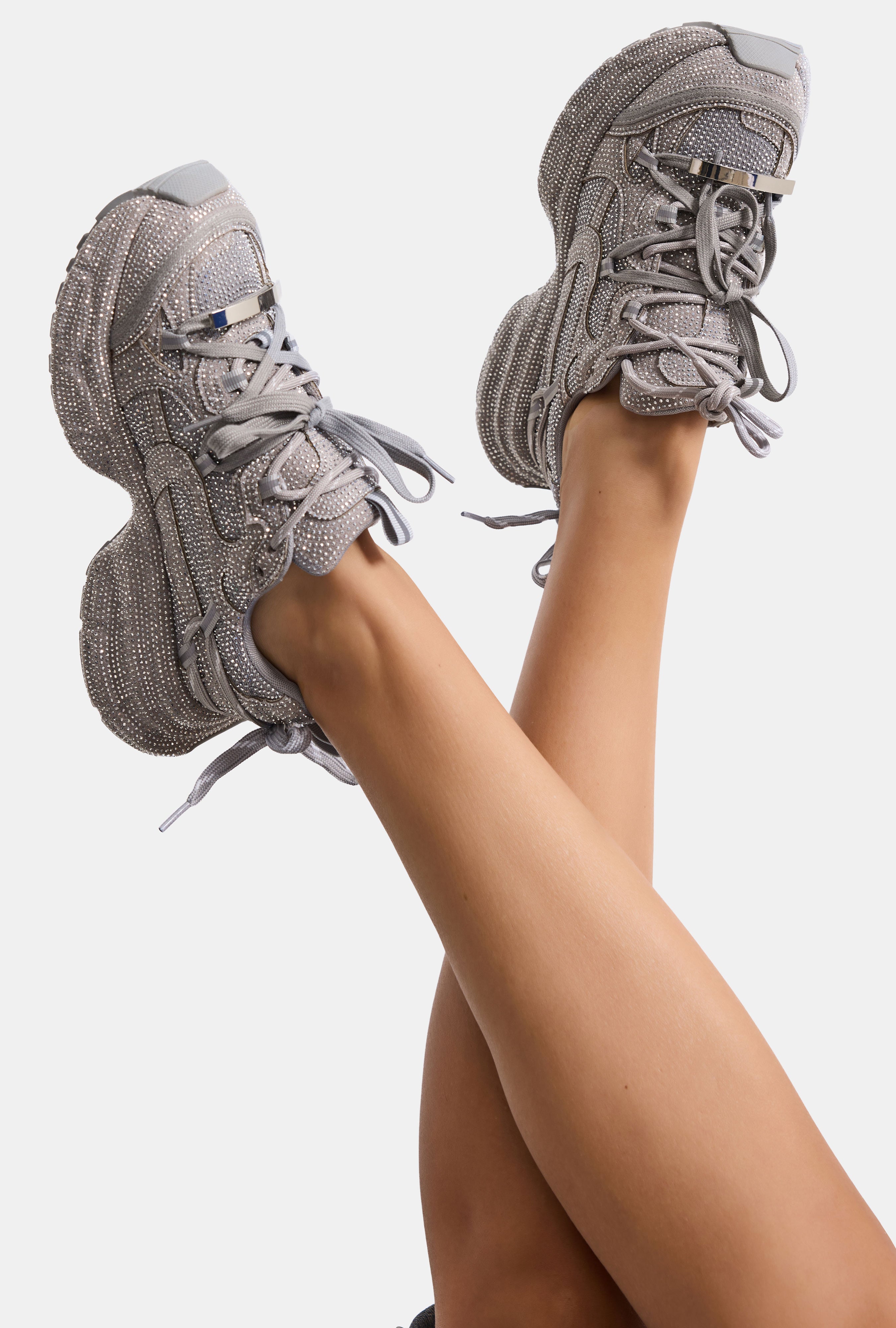 Kadın Silver T11 İthal Işıltılı Taş Kaplama Özel Tasarım Sneaker Ayakkabı