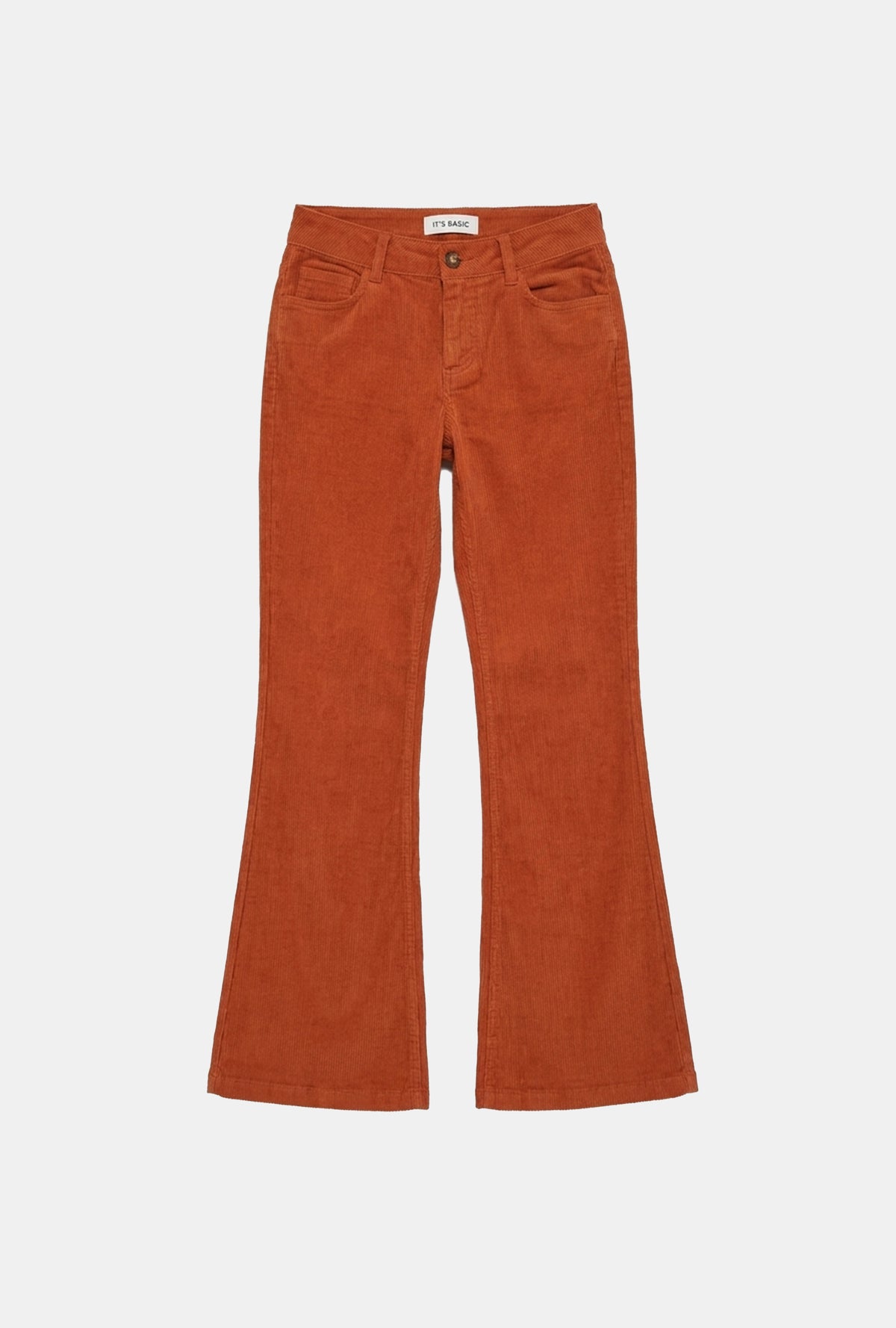 Kadın Turuncu Flare Fit Velvet Kadife Kumaş Pantolon