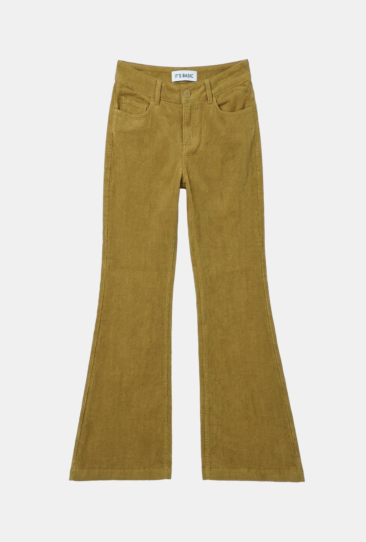 Kadın Yağ Yeşili Flare Fit Velvet Kadife Kumaş Pantolon